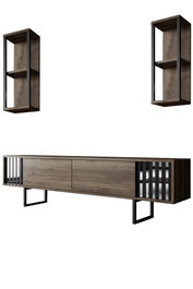 Hanah Home Mueble para Televisor Chrome Line - Nogal, Negro